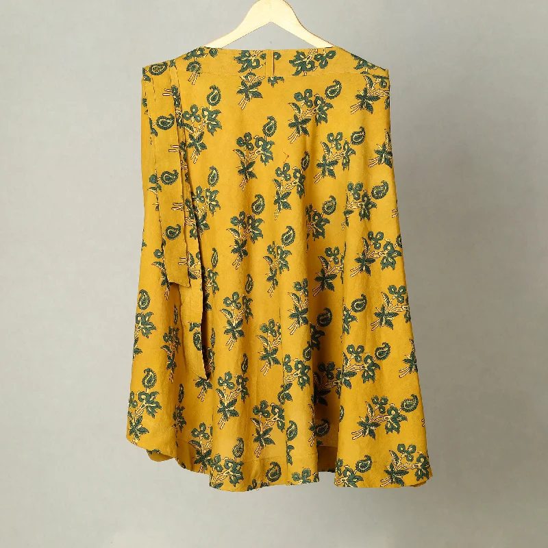 Yellow - Block Print Cotton Wrap Around Ajrakh Skirt 33 lace skirt intricate