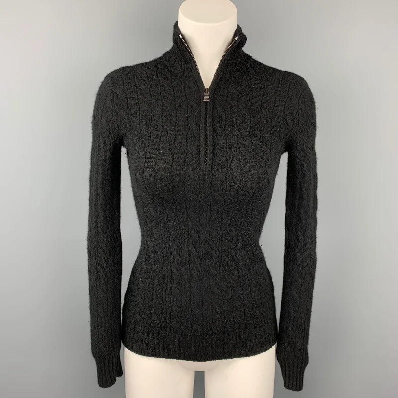 RALPH LAUREN Black Label Size XS Black Knitted Cashmere Sweater Cashmere Blend Cotton Blend Poly Blend RALPH LAUREN Black Label Size XS Black Knitted Cashmere Sweater Cashmere Blend Cotton Blend Poly Blend