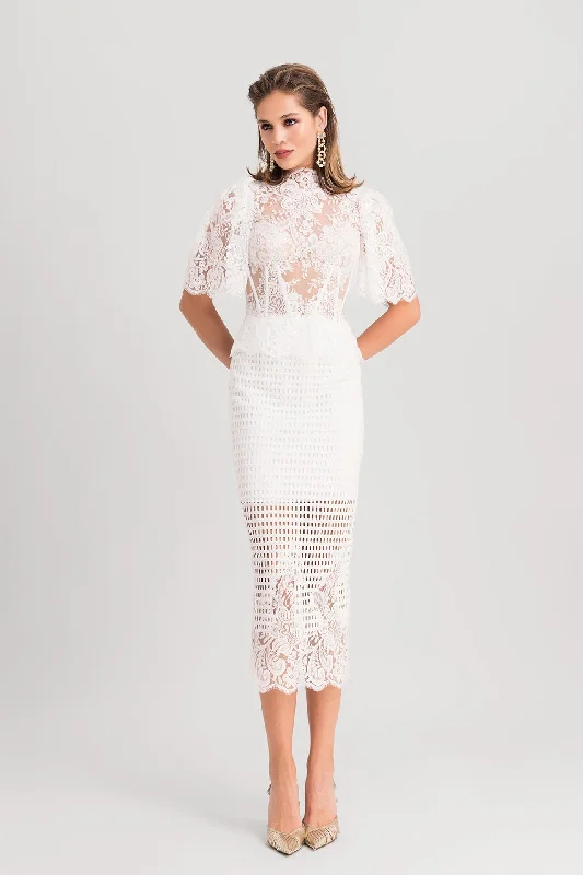Lace top paired with lace skirt cashmere skirt soft
