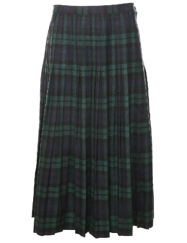Checked Midi Skirt - M high slit skirt