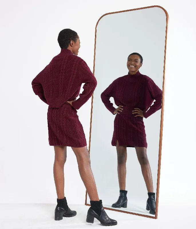 Lizzy Sweater Skirt - Maroon Oversized Loose Flowy