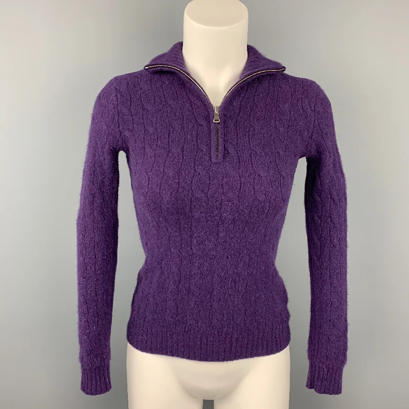 RALPH LAUREN Black Label Size XS Purple Cashmere Sweater Solid Print Embellished