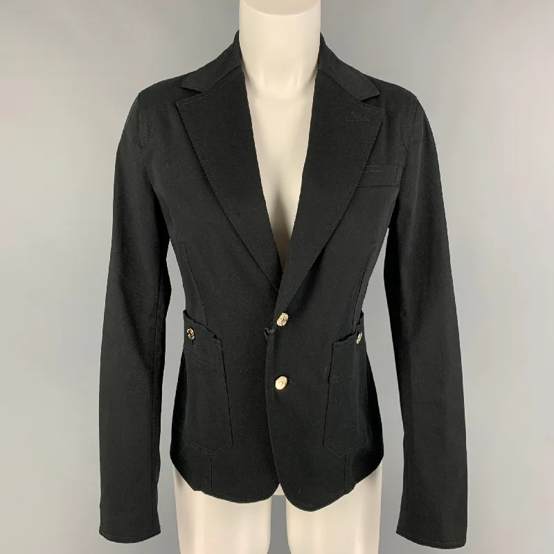 DSQUARED2 Size 8 Black Cotton Jacket Blazer Mesh Jacket Canvas Jacket Denim Jacket