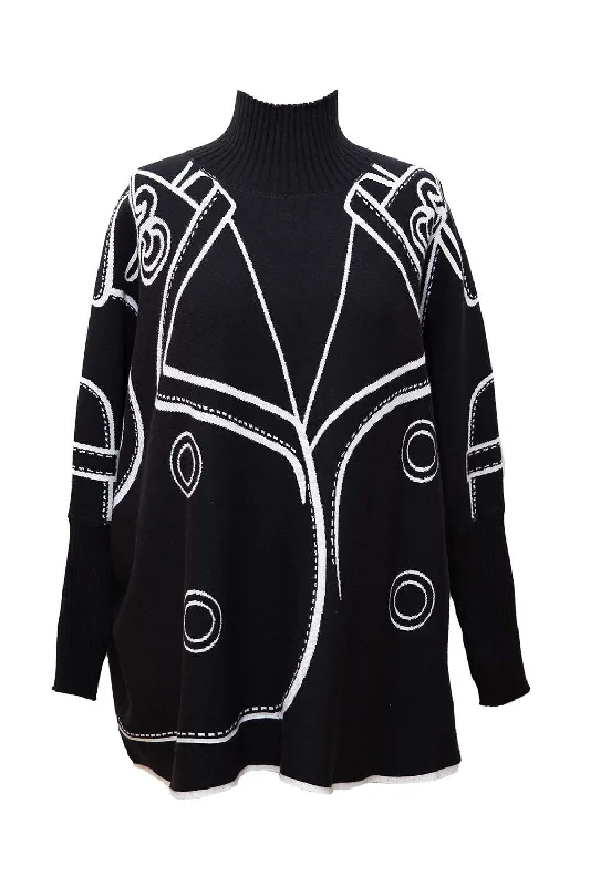 Bittermoon - Reversable Jacket Jumper - T575 - Black/White Toggled Jacket Drawstring Jacket Belted Jacket Bittermoon - Reversable Jacket Jumper - T575 - Black/White Toggled Jacket Drawstring Jacket Belted Jacket