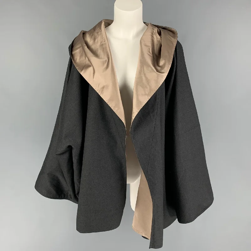 ZORAN Size One Size Charcoal Wool Hooded Jacket Rayon Fabric Velvet Fabric Corduroy Fabric ZORAN Size One Size Charcoal Wool Hooded Jacket Rayon Fabric Velvet Fabric Corduroy Fabric