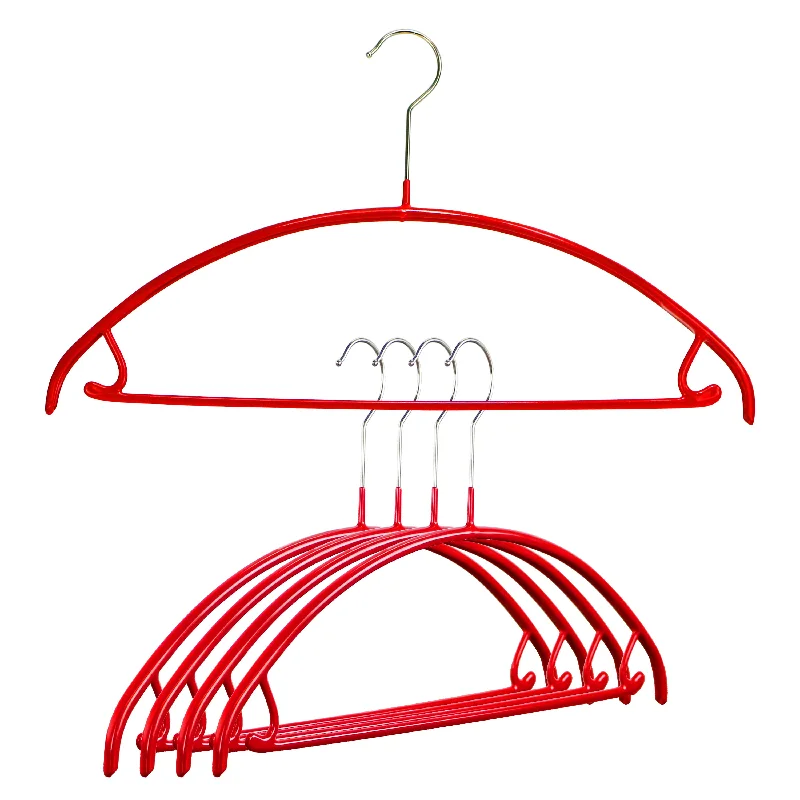 Euro Shirt, Sweater Hanger with Skirt Hooks, 42U, New Red Silk Blend Satin Velvet