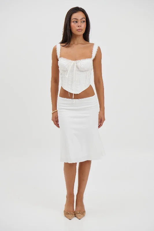 Nassia Skirt White leather skirt sleek