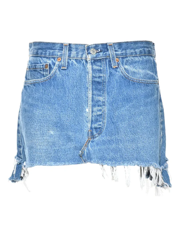 Levi's Frayed Edge Denim 1990s Skirt - M vintage skirt charm