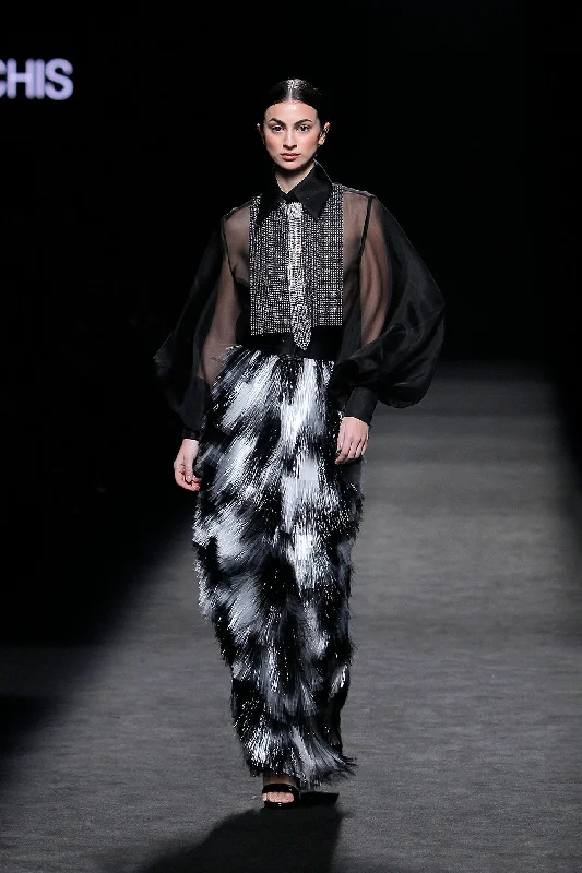 Crisden beaded top with layered skirt lace skirt intricate