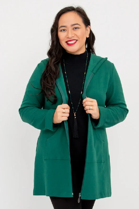 Cortes Jacket, Green, Cotton Toggled Jacket Drawstring Jacket Belted Jacket