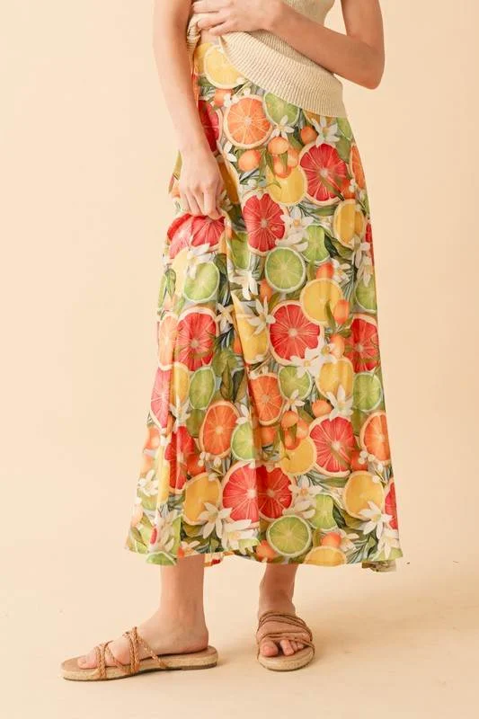 Aemi + Co Fruit Print Maxi Skirt tulle skirt dreamy