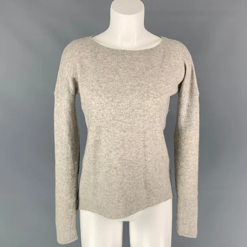 ZADIG & VOLTAIRE Size M Grey & Silver Merino Wool Leather CiCi Sweater Mesh Blend Leather Blend Suede Blend ZADIG & VOLTAIRE Size M Grey & Silver Merino Wool Leather CiCi Sweater Mesh Blend Leather Blend Suede Blend