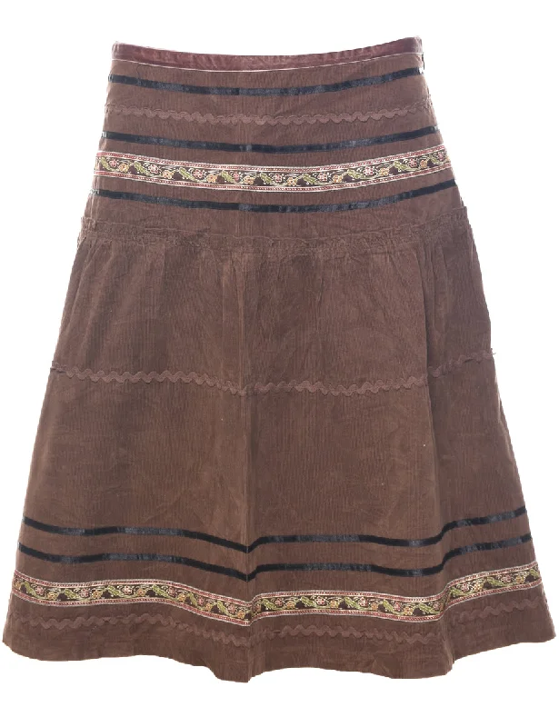 Cherokee A-line Skirt - M linen skirt natural