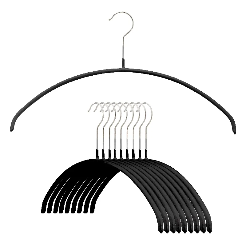 Euro Shirt, Sweater, Steel Non-Slip Clothing Hanger, Narrow Width, Model 36P, Black Spandex Blend Rayon Blend Denim Blend