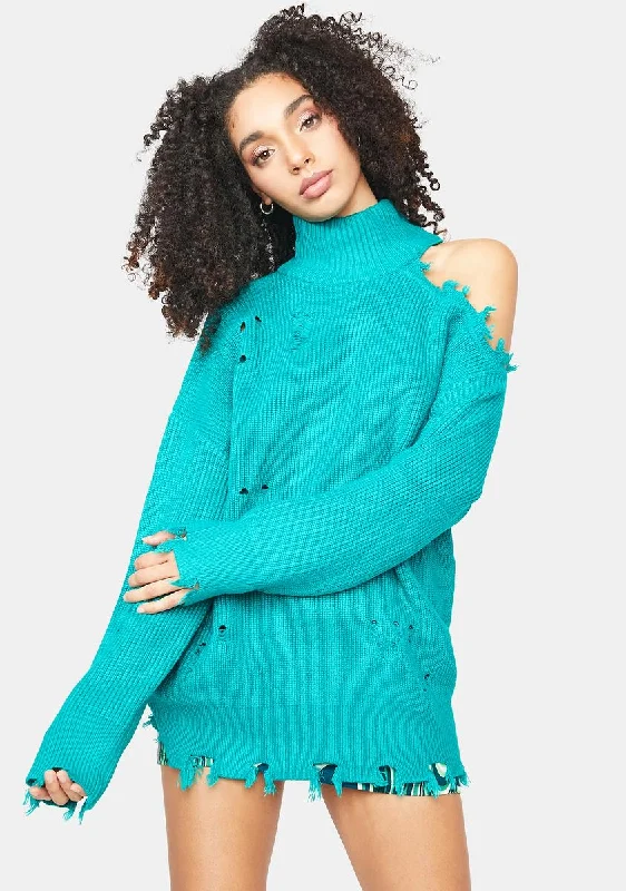 Emerald Reaching Out Distressed Sweater Plaid Sweater Polka Dot Checkered