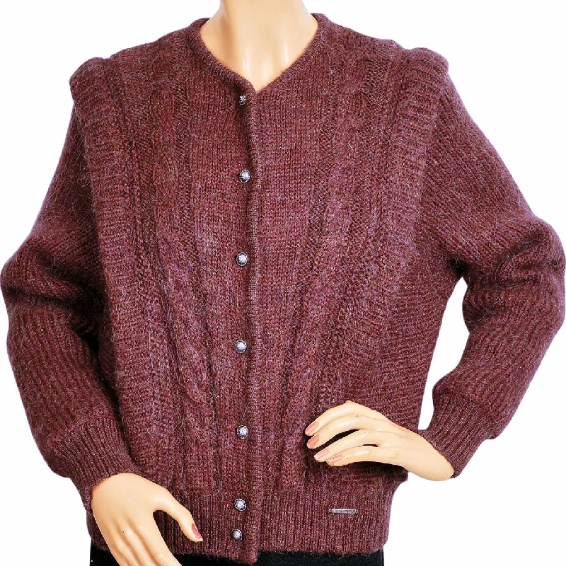 Vintage Geiger Tyrol Sweater Made in Austria Brick Red - Ladies Size 42 Hooded Caped Shawl Collar