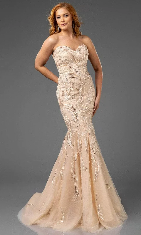 Terani Couture 251P4388 - Trumpet Skirt Beaded Ornate Prom Gown low waist skirt