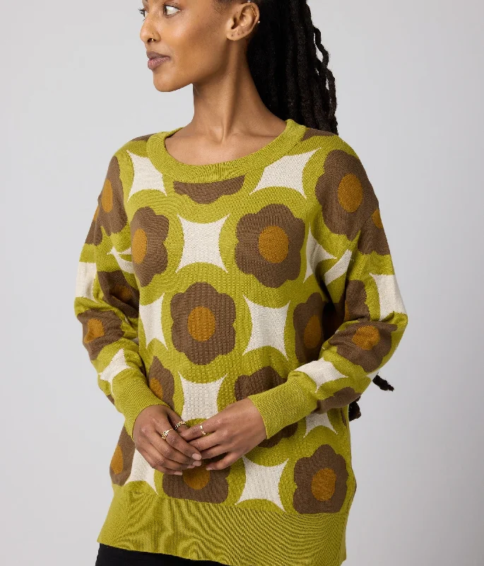 Felix Sweater - Pear Floral Silk Blend Satin Velvet