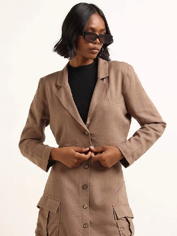 Nuon Brown Blended Linen Cropped Jacket Corduroy Jacket Velvet Jacket Brocade Jacket Nuon Brown Blended Linen Cropped Jacket Corduroy Jacket Velvet Jacket Brocade Jacket