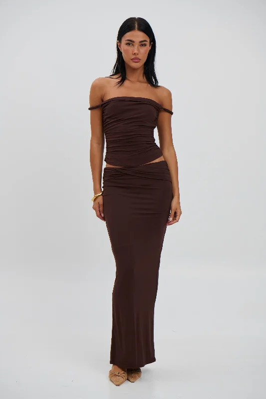 Arden Skirt Chocolate velvet skirt sumptuous