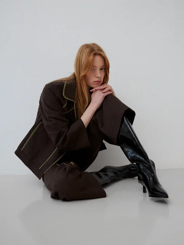Cityscape Brown Denim Jacket Cotton Jacket Linen Jacket Terry Jacket