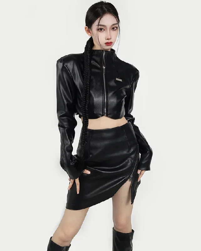 Kierra Solid Color Cropped Turtleneck Jacket Side Zip Up Slit Mini Skirt Matching Set Jersey Jacket Tulle Jacket Batik Jacket Kierra Solid Color Cropped Turtleneck Jacket Side Zip Up Slit Mini Skirt Matching Set Jersey Jacket Tulle Jacket Batik Jacket