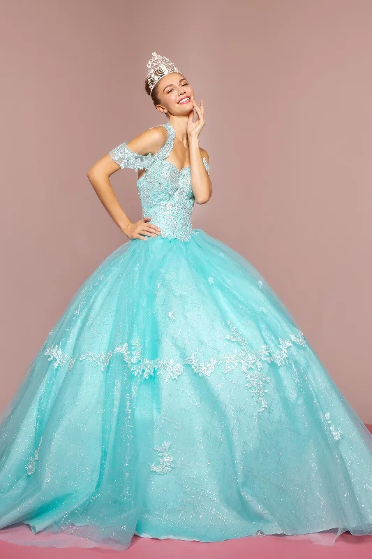 Embroidered Halter Ball Gown with Glitter Skirt by Elizabeth K GL2602 wool skirt thick