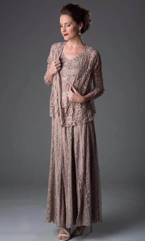 Soulmates 1602 - Embroidered Circle Skirt Three Piece Gown linen skirt natural