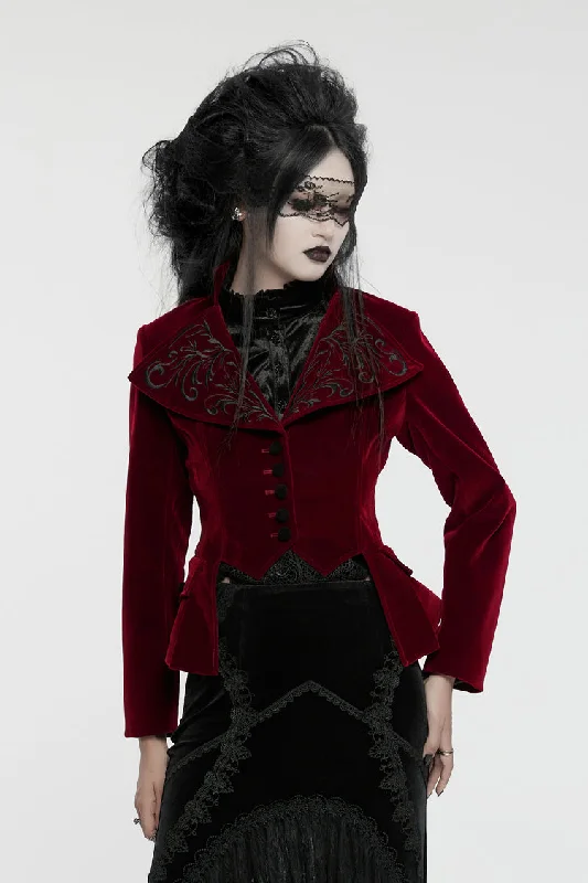 Red Swallow-tailed Velvet Long Sleeves Women's Gothic Jacket Satin Jacket Silk Jacket Chiffon Jacket Red Swallow-tailed Velvet Long Sleeves Women's Gothic Jacket Satin Jacket Silk Jacket Chiffon Jacket