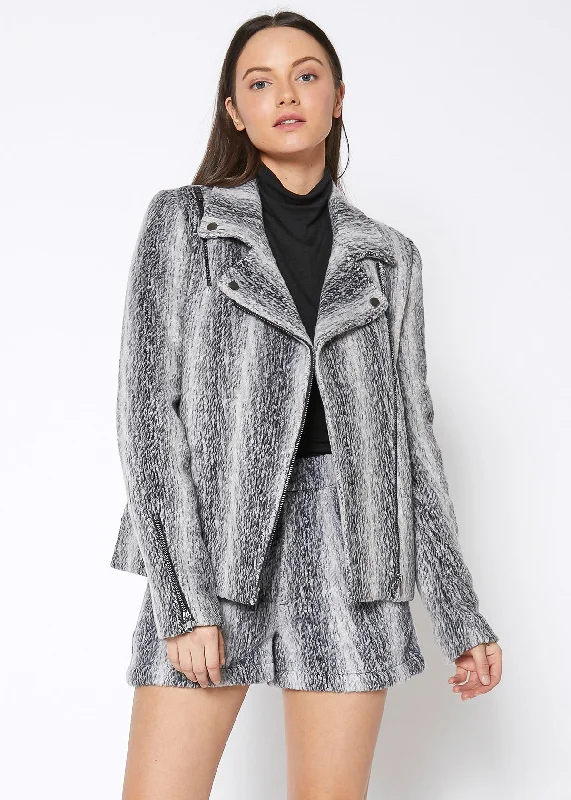 Women's Brushed Wool Moto Jacket Rayon Fabric Velvet Fabric Corduroy Fabric