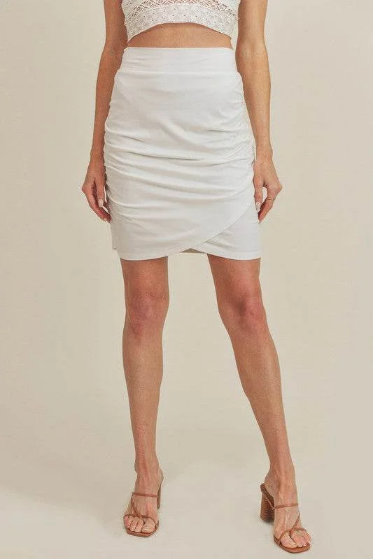 Aemi + Co Ruched High Waist Mini Skirt leather skirt bold
