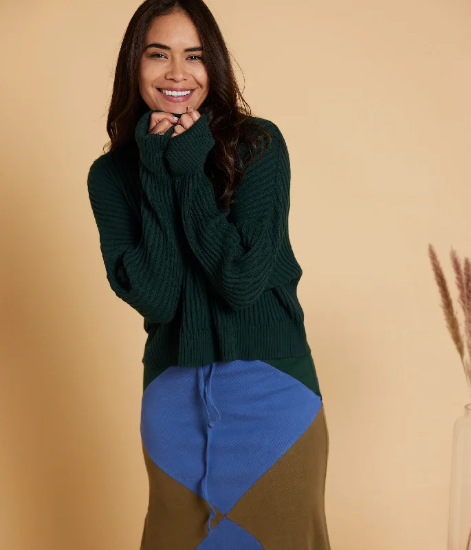 Diamond Sweater - Deep Forest Knit Fabric Woven Fabric Fleece Fabric