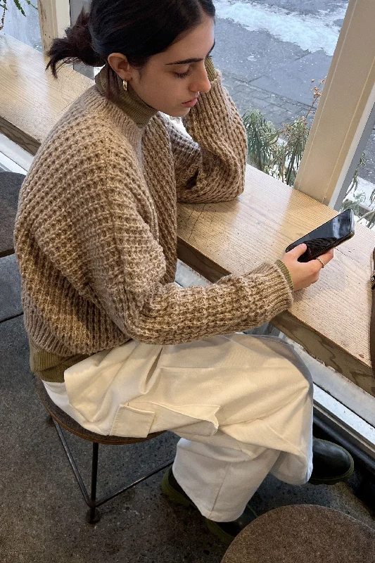 WAFFLE KNIT SWEATER Iron Safe Non-Iron Wrinkle Free