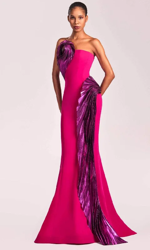 MNM Couture G1838 - Mermaid Skirt Metallic Accent Evening Gown cashmere skirt plush