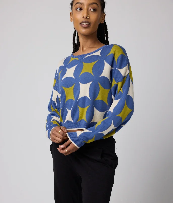 Ingrid Sweater - Cobalt Stars Satin Fabric Silk Fabric Chiffon Fabric