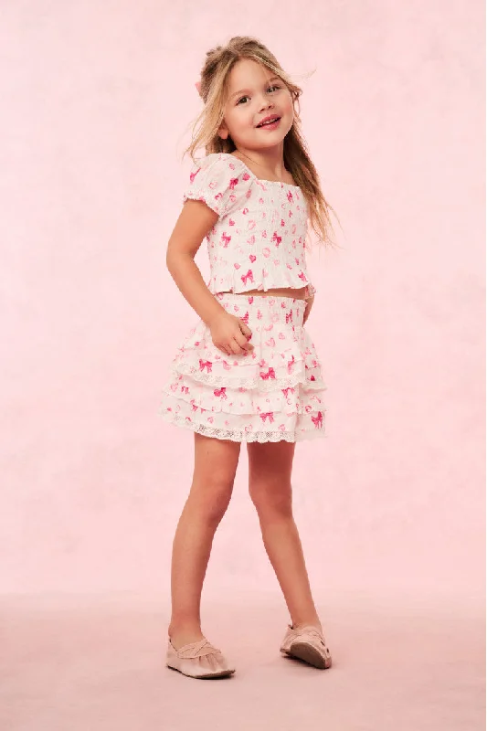 Girls Billie Valentine Ruffle Skirt velvet skirt plush