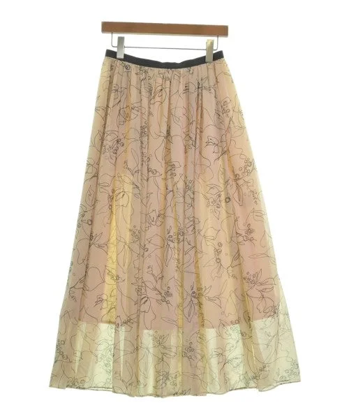 BEIGE, Long/Maxi length skirts chiffon skirt flowing