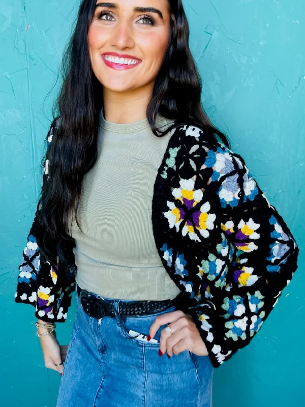 Crochet Sweater Cardi Polka Dot Checkered Tartan