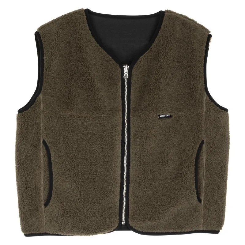 Santa Cruz Womens Jacket Sierra Reversible Vest - Sea Kelp / Black Front Pockets Side Pockets Patch Pockets Santa Cruz Womens Jacket Sierra Reversible Vest - Sea Kelp / Black Front Pockets Side Pockets Patch Pockets