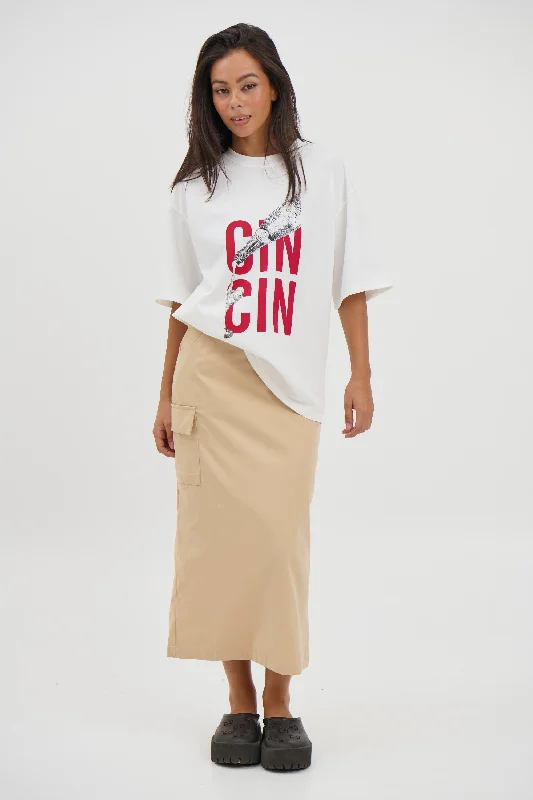 Zorania Skirt Tan a-line skirt cut