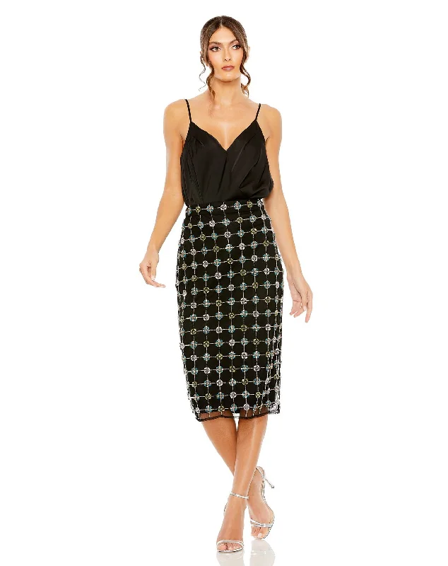 Mac Duggal R10842 Embellished Rhinestones Geometrical Skirt Only button skirt front