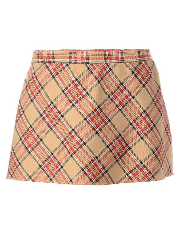 Label Super Short Tartan Skirt chiffon skirt airy
