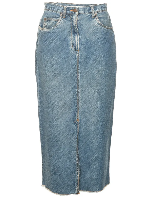 Medium Wash Denim Midi Skirt - M leather skirt bold