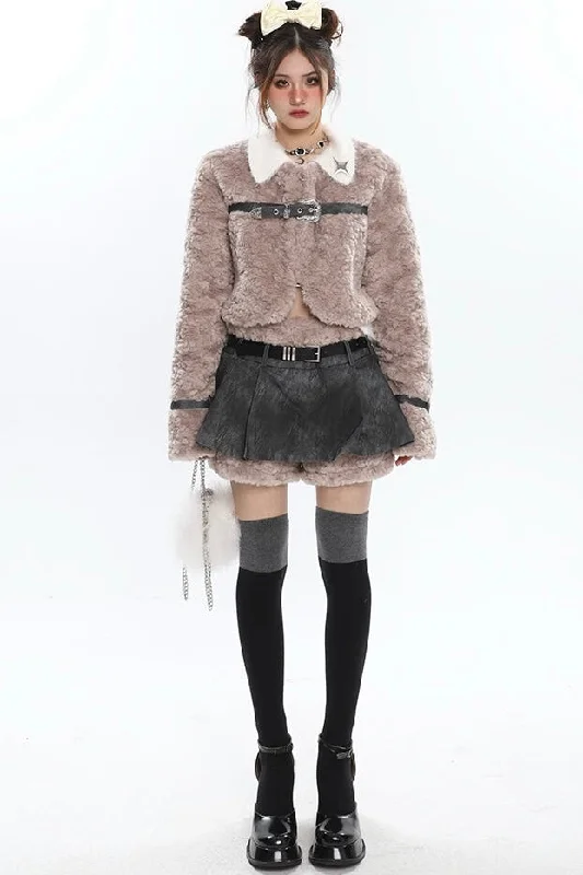 Kristina Fleece Belt Strap Jacket Washed Grey Fleece Faux Two Piece Pleated Mini Skirt Matching Set Fitted Jacket Loose Jacket Oversized Jacket Kristina Fleece Belt Strap Jacket Washed Grey Fleece Faux Two Piece Pleated Mini Skirt Matching Set Fitted Jacket Loose Jacket Oversized Jacket