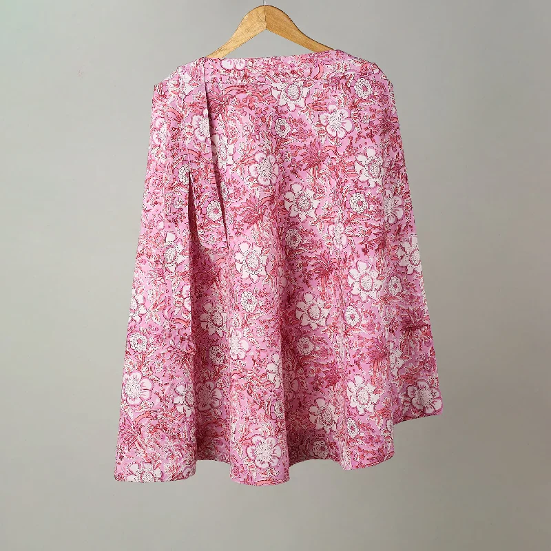 Pink - Sanganeri Block Printed Cotton Wrap Around Skirt 30 denim skirt trendy