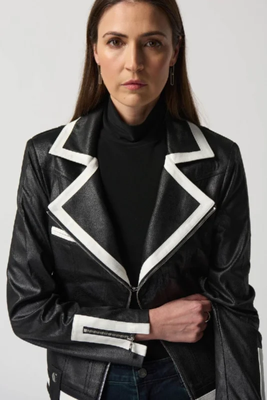 Black/Vanilla Notched Collar Suede Jacket Embroidered Jacket Appliqued Jacket Beaded Jacket Black/Vanilla Notched Collar Suede Jacket Embroidered Jacket Appliqued Jacket Beaded Jacket