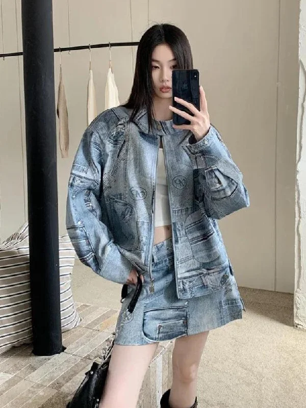 Denim Jacket & Mini Skirt Two Piece Set V-Neck Jacket Boat Neck Jacket Square Neck Jacket Denim Jacket & Mini Skirt Two Piece Set V-Neck Jacket Boat Neck Jacket Square Neck Jacket
