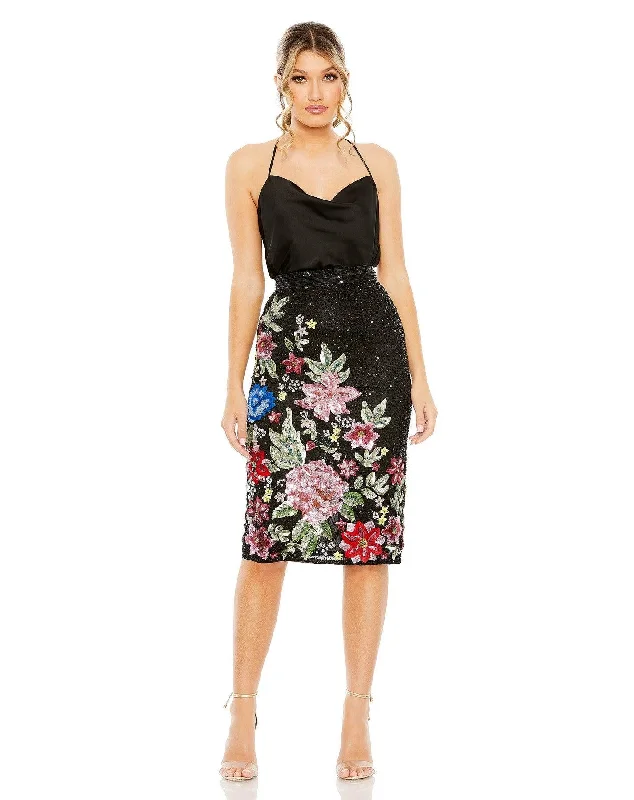 Mac Duggal R5699 Formal Multi Color Floral Midi Skirt Only summer skirt style