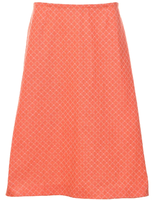 Checked Pattern Midi Skirt - L cashmere skirt soft
