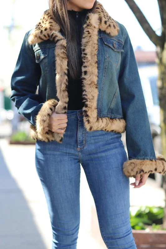 Vintage Denim Jacket with Fur Trimmed Border - Natural Embroidered Jacket Appliqued Jacket Beaded Jacket Vintage Denim Jacket with Fur Trimmed Border - Natural Embroidered Jacket Appliqued Jacket Beaded Jacket
